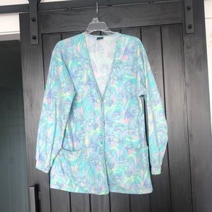 Scrub jacket. BARCO  Size small. Pastel multi color